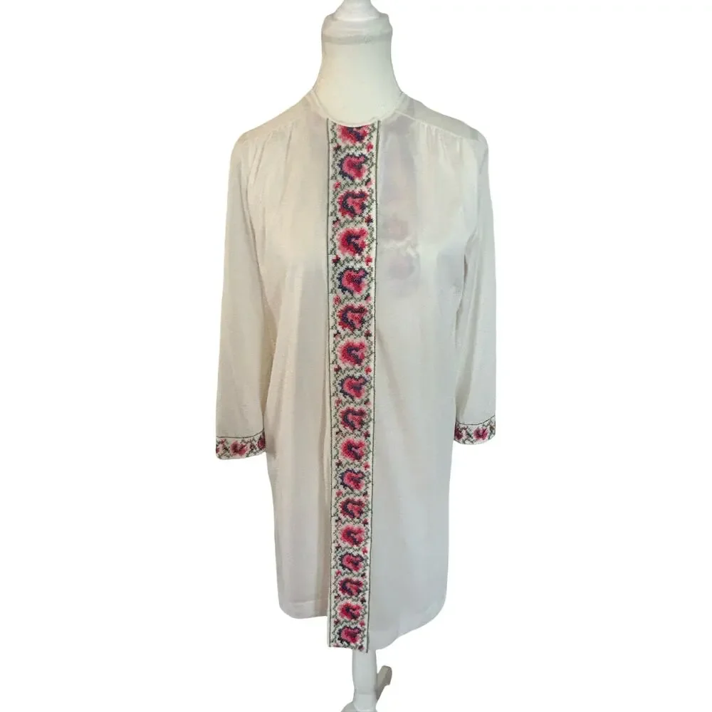 Vintage 1970s Embroidered Nightgown + Housecoat Set •  2‑Piece Set - Picture 5 of 8